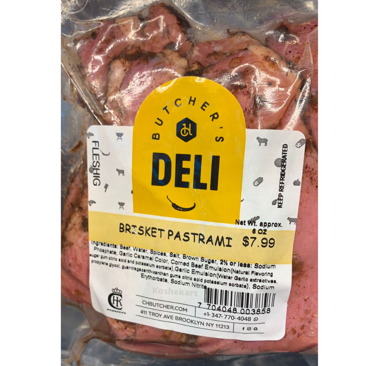 Buy Crown Heights Butcher Sliced Brisket Pastrami 6 oz Kosherkart