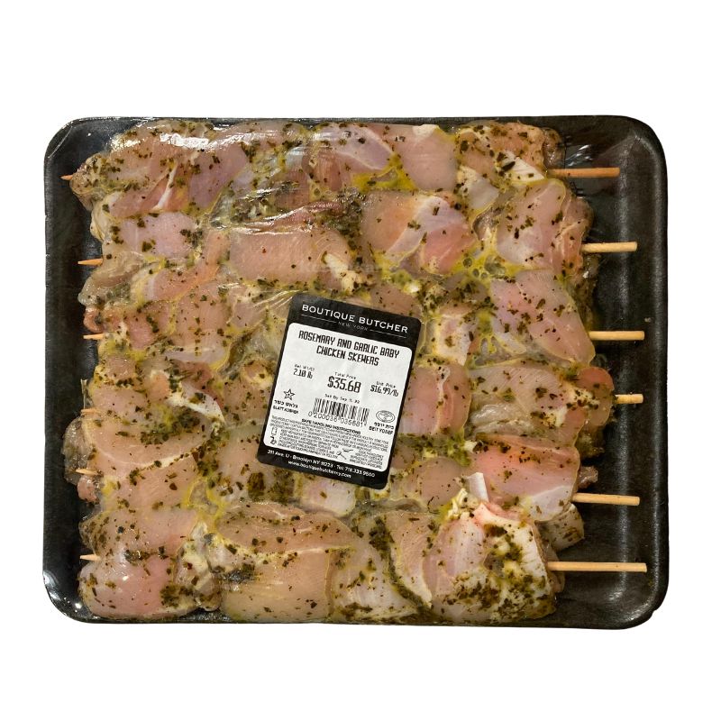 Boutique Butcher Rosemary & Garlic Marinated Baby Chicken Skewers (1.6 lbs - 2.2  lbs)