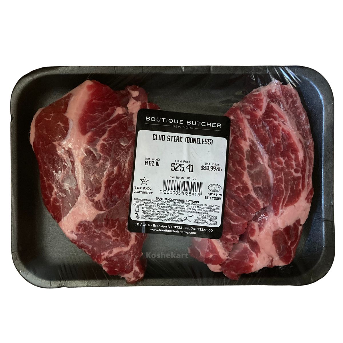 Boutique Butcher Boneless Club Steak (Regular Cut) (0.8 lbs - 1.1 lbs)