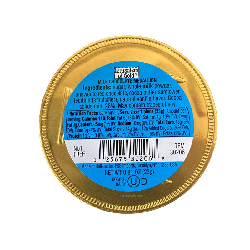 Jerusalem Gold Milk Chocolate Gold Medallion 0.81 oz