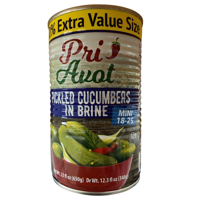 Pri Avot Pickled Cucumbers In Brine (size 18-25) 23 oz