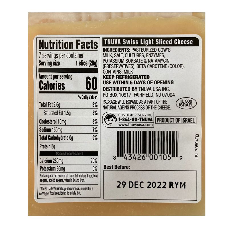 Tnuva Light Swiss Cheese 7.05 oz