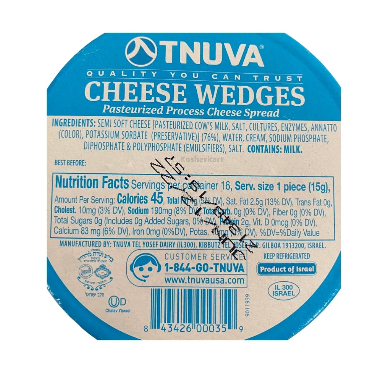Tnuva Cheese Wedges 16 ct
