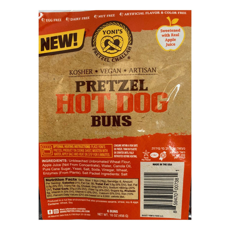 Yoni's Pretzel Challah - Pretzel Hotdog Buns 16 oz