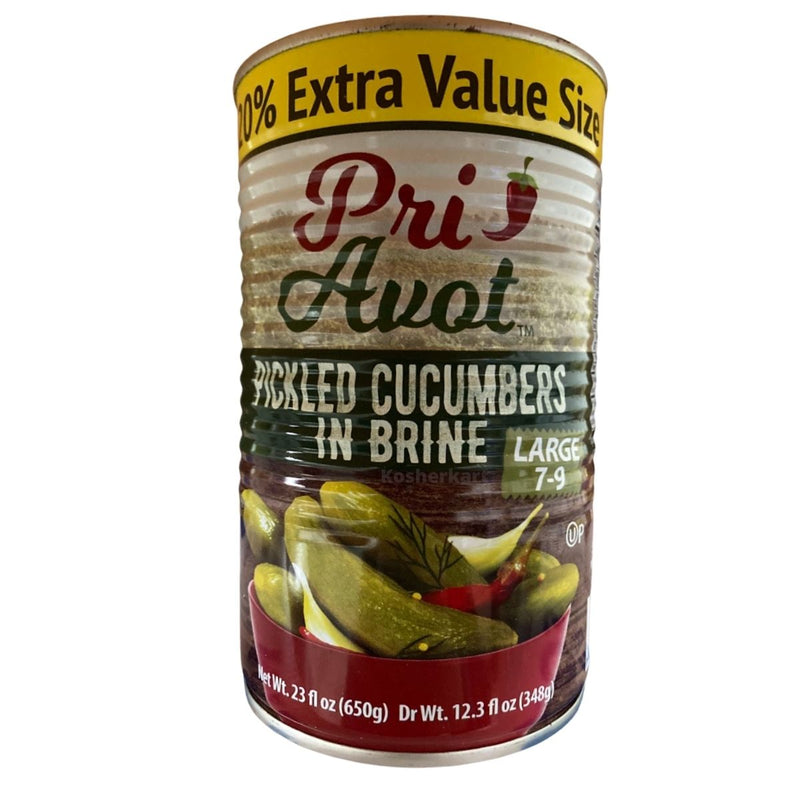 Pri Avot Pickled Cucumbers In Brine (size 7-9) 23 oz