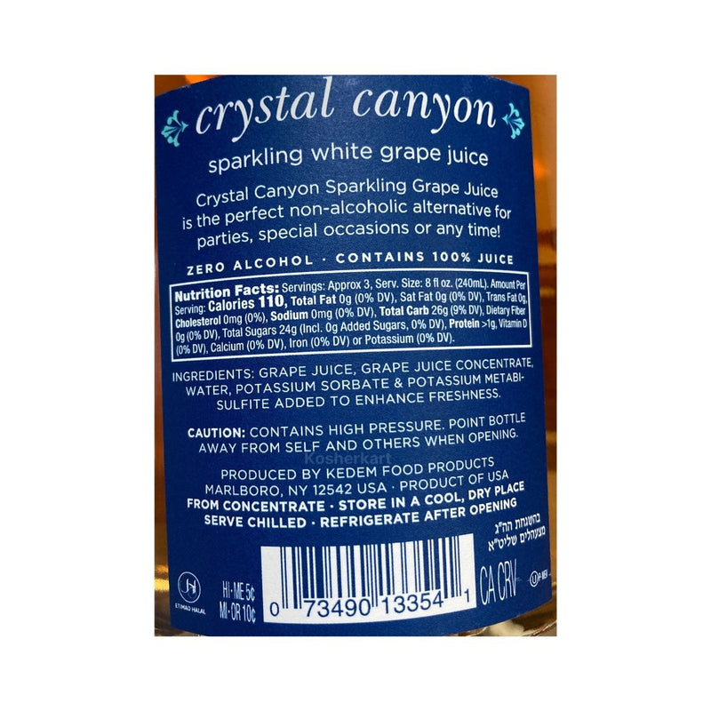 Crystal Canyon Sparkling White Grape Juice 25.4 oz
