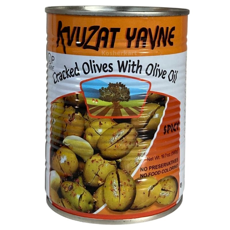 Kvuzat Yavne Spicy Cracked Olives 19 oz