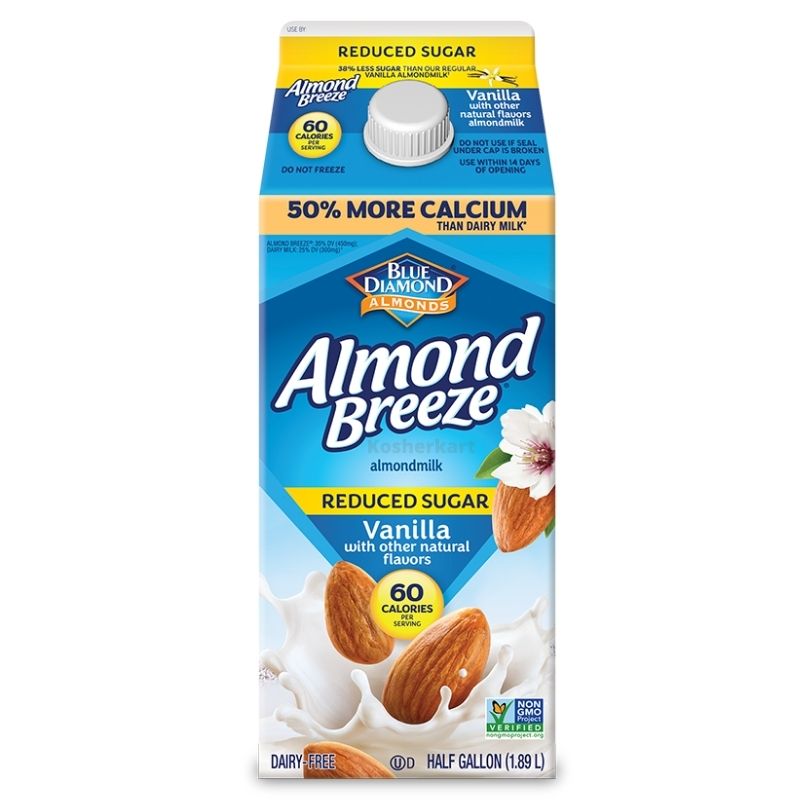 Blue Diamond Almond Breeze Refrigerated Almondmilk Vanilla Reduced Sugar 1/2 gl