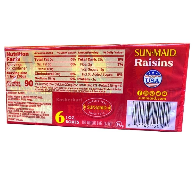 Sun-Maid Natural California Raisins 6 ct