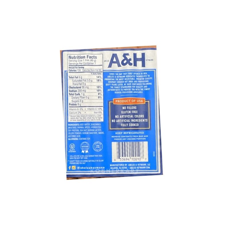 A&H Beef Franks Nitrate Free, Reduced Fat & Sodium 12 oz