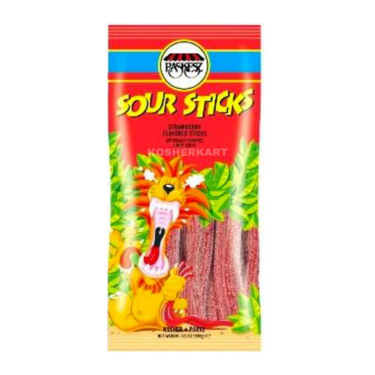 Paskesz Sour Sticks Strawberry 3.5 oz