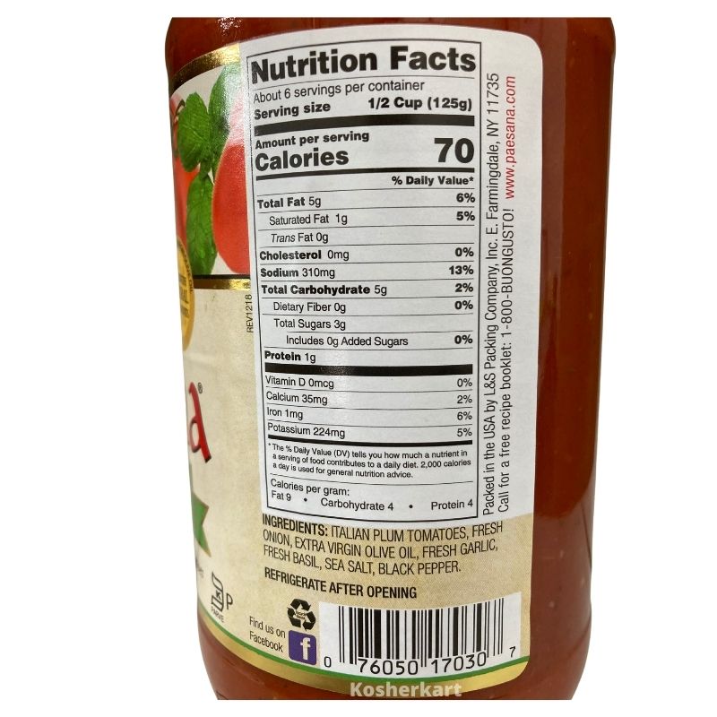 Paesana Tomato & Basil Sauce 25 oz