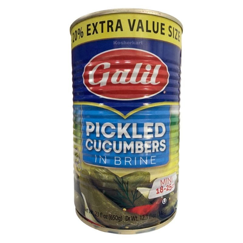Galil Pickled Cucumbers in Brine (size 18-25) 23 oz